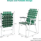 VINGLI Patio Lawn Webbed Folding Chairs Set of 2 Outdoor Beach Portable Lawn Chair