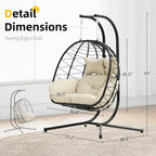 Double Egg Chair Hammock Swing Chair Foldable Hanging Loveseat UV Resistant Cushions