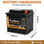 Anlibatt BCI Group 48 Battery, AGM 12 Volt Rechargeable Automotive Batteries for Car, H6 760CCA 70Ah 120RC, Maintenance Free