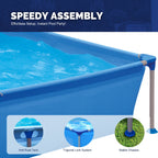 Honeydrill 6.2ft x 4.2ft x 16.5in Rectangular Metal Frame Above Ground Swimming Pool for Family, Blue