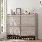 GarveeHome Shoe Cabinet with 3 Flip Top Drawers, Wooden Shoe Cabinet with Adjustable Shelves