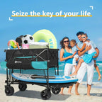 400L Large Capacity Folding Double Decker Wagon with Brakes 50 Extra Long Extender Cart