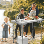 EVOKEDEN 42.5 Fish Cleaning Table w/ Sink, Folding Camping Table & Fish Cleaning Station w/ Measure Mark
