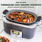 8-in-1 Programmable 6QT Electric Slow Cooker with Dishwasher-Safe Lid and Removable Base