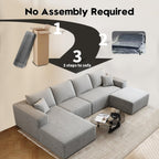 107.5 Cloud Modular Sectional Sofa Couch with L-Shape Chaise,Modern Minimalist Upholstered Couches