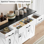Sideboard with drawers, large 55-inch sideboard, sideboard storage with shelves and doors, modern farmhouse coffee bar wood kitchen dining table