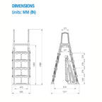 Aqua Select Flip-Up A-Frame Ladder for Above Ground Swimming Pools 48-54H