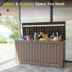 EAST OAK Outdoor Storage Box 60 Gallon Deck Box Indoor and Outdoor Use Waterproof Resin Storage
