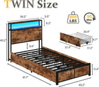 Lifezone Queen Bed Frame 2-Tier Storage Headboard Metal Platform Bed Frame 4 Storage Drawers