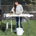 EVOKEDEN 42.5 Fish Cleaning Table w/ Sink, Folding Camping Table & Fish Cleaning Station w/ Measure Mark