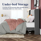 Allewie Full Size Velvet Bed Frame Vertical Channel Tufted Wingback Headboard Upholstered Bed