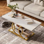GiftGo Rustic Style Coffee Table Storage Industrial Style Three Tier Centerpiece Living Room Table