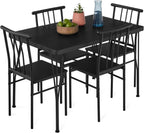 Best Choice Products 5 Piece Metal and Wood Indoor Modern Rectangular Dining Table Furniture Set