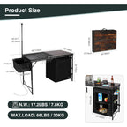 REDCAMP Extra Long Camping Kitchen Tri-Fold Table with Storage Organizer, Folding Camping Cook Station Grill Table Portable for Party Courtyard Picnic
