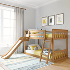 Max & Lily Fundamental Twin Low Bunk Bed Kids Solid Wood Modern Bed Frame Strong Wooden Slats
