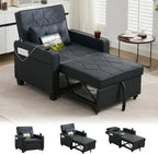 Adult Convertible Sleeper Chair Bed 3-in-1 Pull-Out Sofa Bed with USB/Type-C Ports Cup Holders