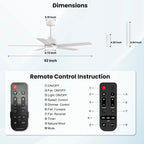Modern Ceiling Fans with Lights, 72 Inch Ceiling Fan with Light and Remote, Bedroom Living Room Library Cafe Outdoor/Industrial,24W 3CCT Dimmable, 8 Blades 6 Speed Reversible Quiet DC Motor, Black