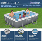 Power Steel 14' x 8'2 x 39.5 Oval Above Ground Pool Set Includes 530gal Filter Pump Ladder