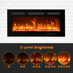 EUHOMY 50 Inch Electric Fireplace Wall Recessed Adjustable Flame Color Fireplace Heater