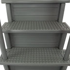 Aqua Select White Anti-Slip Pool Steps with White Steps and White Outside Flip-up Safety Ladder, 48-54H