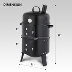 Zimtown BBQ Charcoal Grill Outdoor Barbecue Pit Smoker with 3 Levels Patio Backyard Black