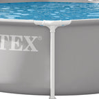 Intex: Prism Frame Premium Pool Set - 10ft x 30in, Grey, Above Ground Swimming Pool, Cartridge Filter Pump, Puncture Resistant, T-Joint Snap Assembly