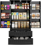Gizoon Kitchen Pantry Cabinet with Drawers Freestanding Bathroom Storage Cabinet with Doors and Shelves, 47 Inch Small Pantry Cabinet