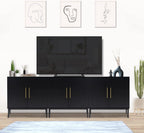 Free Standing Cabinet Black Wood for Living Room, Bedroom, Dining Room, Hallway, Entryway