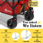 Sekey 48 Inch Long Foldable Extended Travel Cart, 440 Lbs Load Capacity, Heavy Duty 300 Liter Folding Multi-Purpose Garden Cart