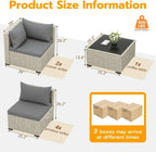 UDPATIO Outdoor Patio Furniture Set 7-Piece PE Wicker Sectional Sofa Outdoor Conversation Set