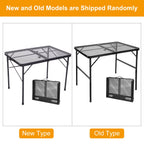 3FT Camping Folding Table with Adjustable Height(16.5/26), Black Metal Mesh Table with Carry Handle, Lightweight Portable Folding Grill Table for Camping Tailgating BBQ Picnic Indoor, up to 66 lbs