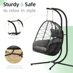 Double Egg Chair Hammock Swing Chair Foldable Hanging Loveseat UV Resistant Cushions