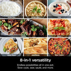 Ninja Slow Cooker 8.5 Quart Multi Cooker with Dutch oven steamer glass lid with integrated spoon