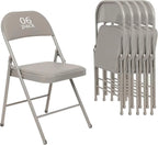 6 Pack Black Folding Chairs with Leather Chairs Events Office Wedding Party Upholstered Chairs