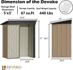 Devoko Outdoor Storage Shed Lockable Metal Garden Shed Steel Anti-Corrosion Storage House