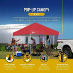 10x10 Pop-Up Awning One-Click Installation Beach Tent Outdoor Sunshade Silver Coated Top