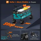 38 long foldable four-wheel stroller 460 lb capacity 220 liter folding beach stroller
