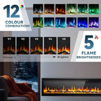 EUHOMY 50 Inch Electric Fireplace Wall Recessed Adjustable Flame Color Fireplace Heater