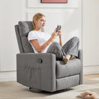 Sweetcrispy Massage Recliner Chair for Adults, Adjustable Home Theater Seating with Lumbar Support for Living Room, Modern Fabric Reclining, Pure Black