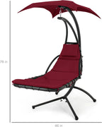 Best Choice Products Outdoor Hanging Curved Steel Chaise Lounge Chair Swing w/Built-in Pillow and Removable Canopy - Teal