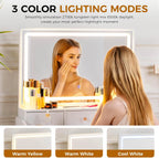 COMHOMA Makeup Vanity Desk with Mirror and Lights, Vanity Table and Chair Set