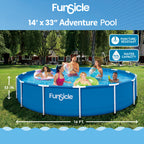 Funsicle 14ft Adventure Above Ground Metal Frame Swimming Pool, Includes FiltraBoost™ 800S Pump with AutoSkimmer, Round, Age 6 & up
