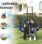 Double Egg Chair Hammock Swing Chair Foldable Hanging Loveseat UV Resistant Cushions