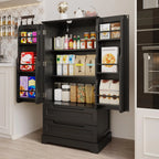 Gizoon Kitchen Pantry Cabinet with Drawers Freestanding Bathroom Storage Cabinet with Doors and Shelves, 47 Inch Small Pantry Cabinet