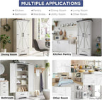 JXQTLINGMU Farmhouse Kitchen Pantry 72 Tall Wood Kitchen Storage Cabinet Adjustable Shelves