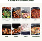8-in-1 Programmable 6QT Electric Slow Cooker with Dishwasher-Safe Lid and Removable Base