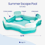 Funsicle 8.7ft Summer Escape Pool, Inflatable Family Swimming Pool, Lagoon Blue, Rectangular, Age 6 & up