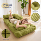 Folding Sofa Bed L-Shaped Convertible Sofa Bed with Armrests and Pillows