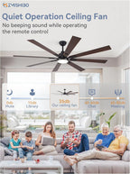 ZMISHIBO 72 inch Large Ceiling Fans with Lights and Remote, Indoor/Outdoor Black Modern Ceiling Fan for Kitchen Living Room Patio, 6 Speed Reversible Quiet DC Motor, 3 CCT, Dual Finish 8 Blades
