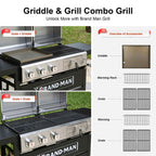 Brand Man Propane Gas & Charcoal Grill Combo with Griddle Dual Fuel BBQ Grill for Outdoor Barbecue, Black